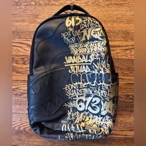 Sprayground RARE Limited Edition Graffiti Backpack Gold Metallic Backpack